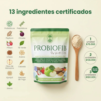 Probiofib Fibra Pre Y Probióticos Estreñimiento Pack X2 Naranja