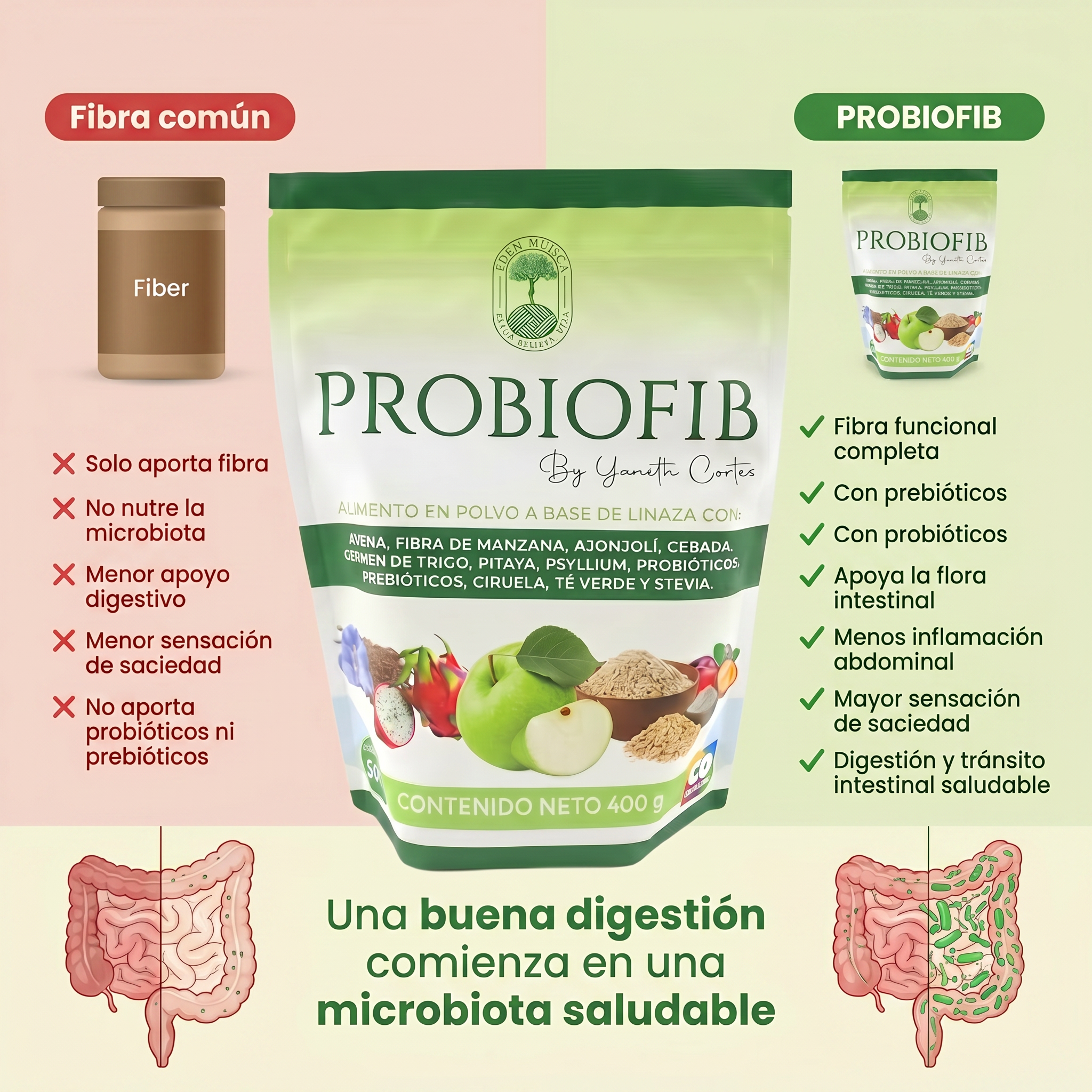 Probiofib  Fibra Reductora Con Prebióticos Y Probióticos Naranja